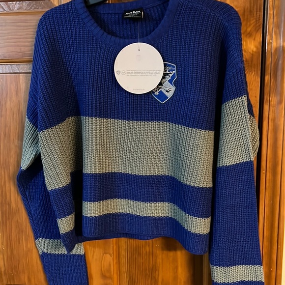 COPY - New Hot Topic Harry Potter Raven Quidditch Sweater Crop Stripes L $45 NWT - Picture 1 of 1